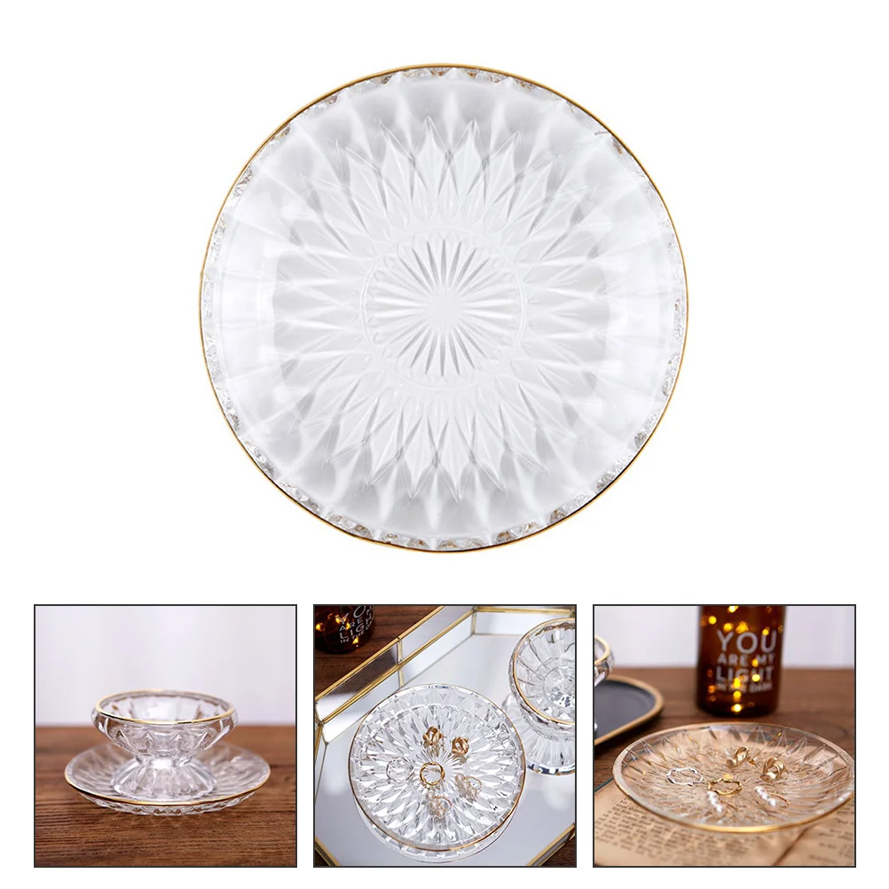 

1Pcs Gold Edge Glass Jewelry Holder Rings Earrings Display Container Beautiful Photo Prop Desktop Ornament