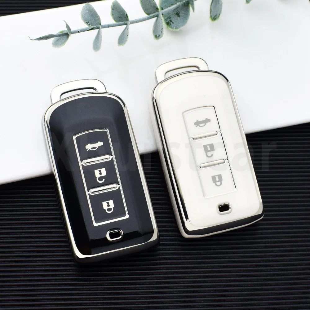 Silver Edge TPU Shell Fob Holder For Mitsubishi Xpander Outlander ASX Pajero Eclipse Cross Montero Remote Car Key Case Cover