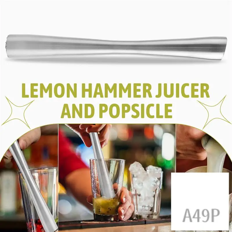 

P4-Cocktail Muddler Stainless Steel Lemon Masher Cocktail Muddler Ice Masher For Fresh Fruit Spice Ice Bars Tools 26 Cm