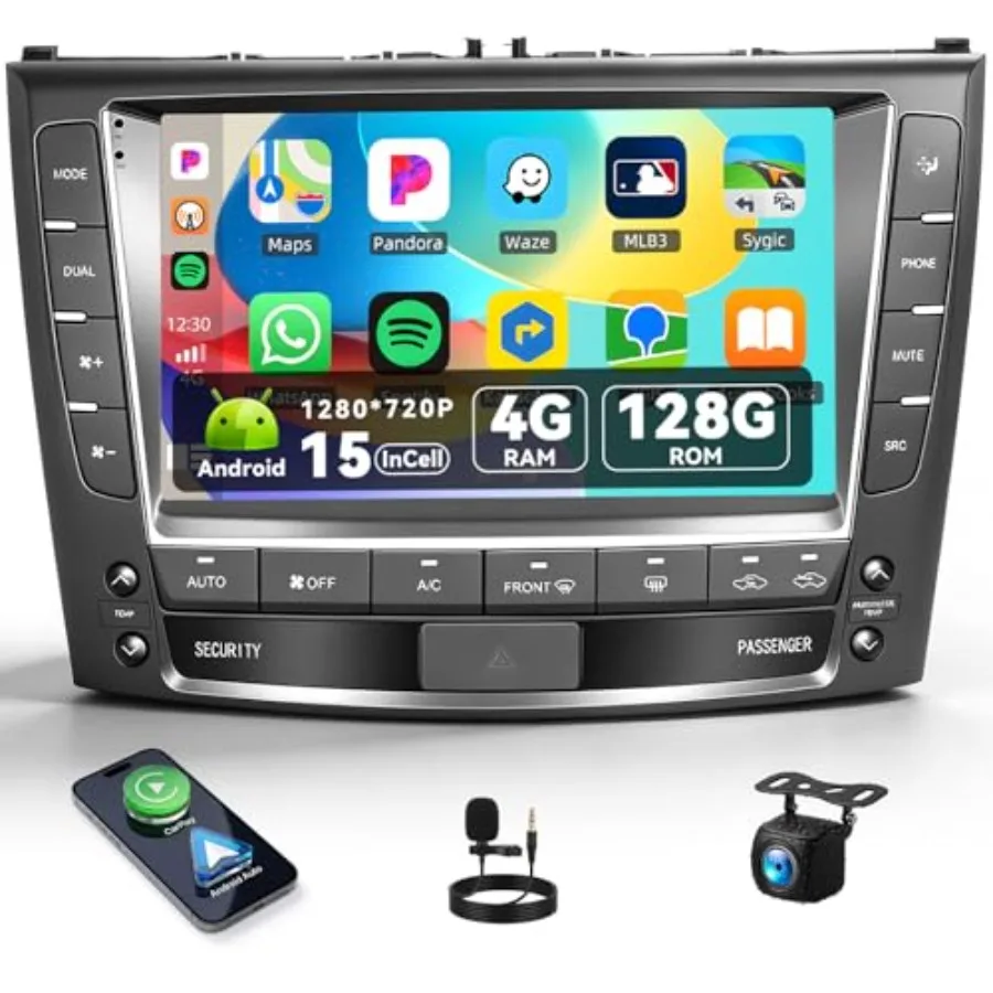 

Android Car Radio for Lexus IS250 2006-2012, 9 Inch Touch Screen, Black ABS Plastic, 4G+128G Storage, CarPlay/Android Auto, GPS