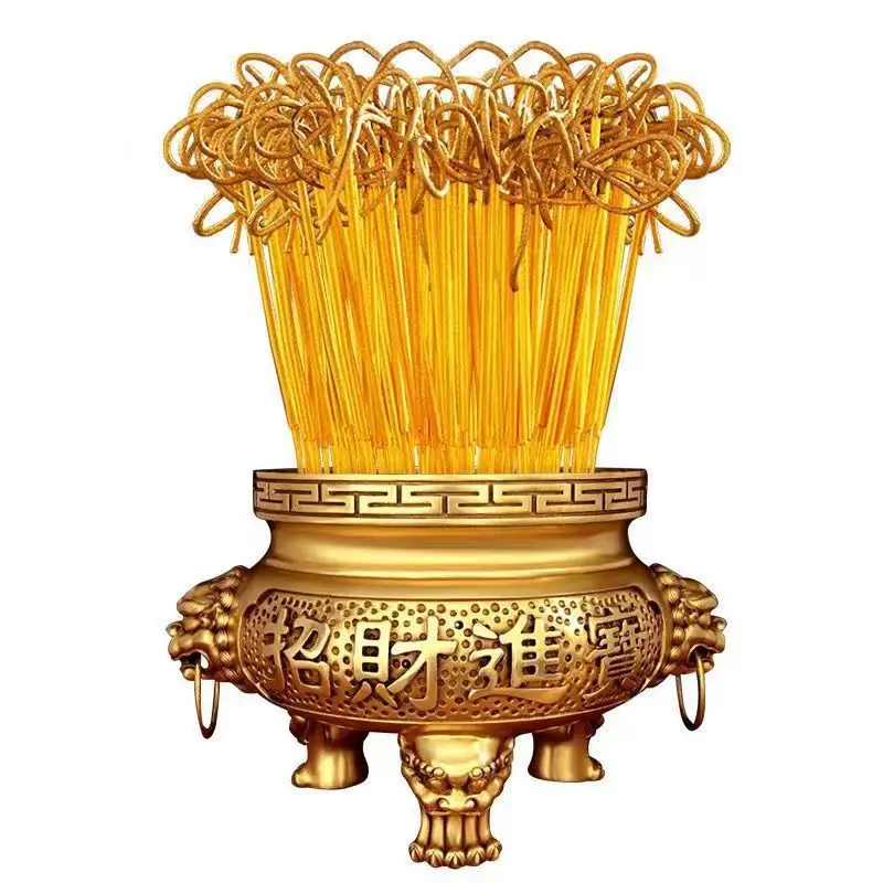 Bulk Sale Smokeless 1000pcs/lot Natural Golden Sandalwood Incense Sticks God of Wealth Roll Money Worship Bamboo Stick Incense