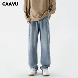 CAAYU 2023 New Streetwear Baggy Jeans Men's Korean Fashion Y2K Loose Straight Wide Leg Pants Male Brand Clothing Blue Jeans Mens