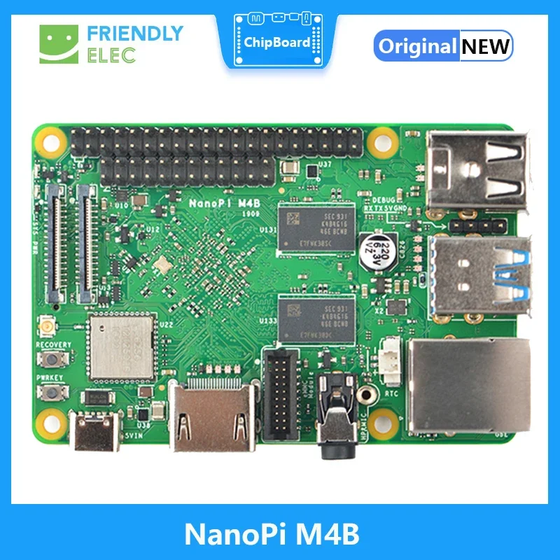 NanoPi M4B 2GB DDR3 Rockchip RK3399 Dual-Channel WiFi-5G Dual Camera,Support Android 8.1 Ubuntu Lubuntu compatible with RPi B3+