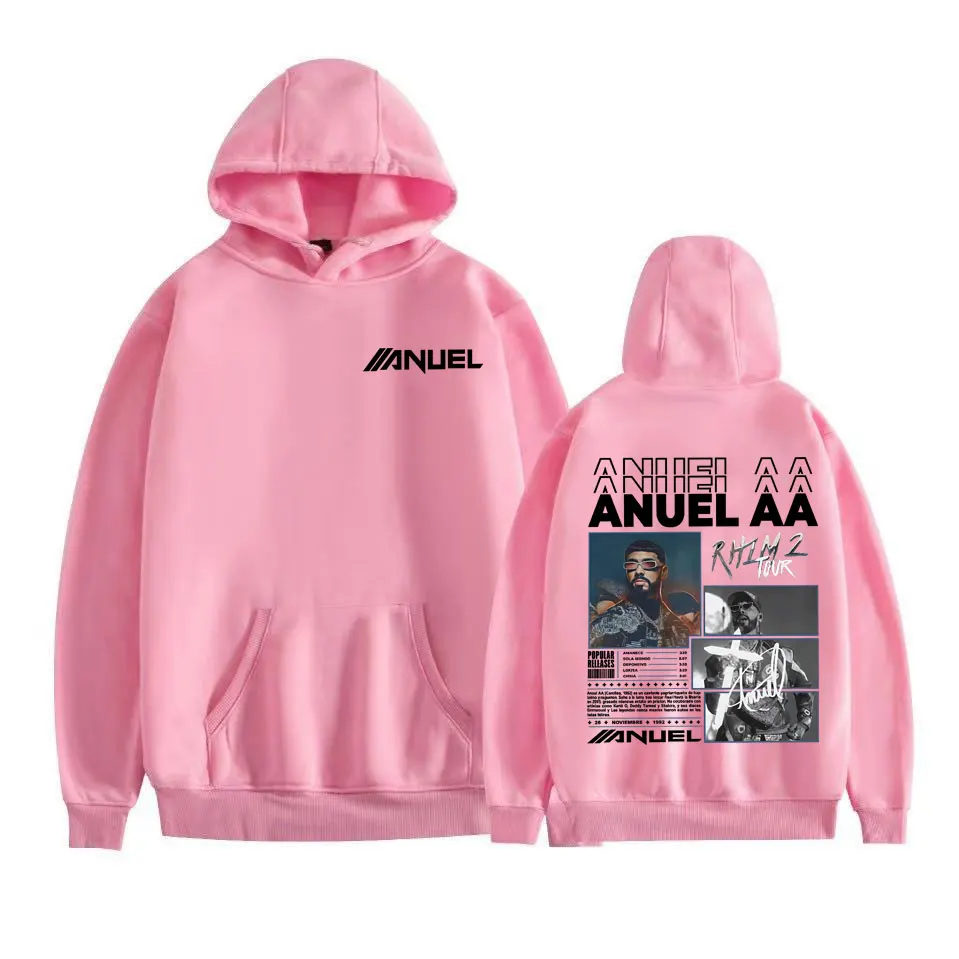 Sudaderas con capucha de rapero Anuel AA Rhlm 2 Album 2025, sudaderas informales de lana de alta calidad para hombre, ropa de calle Harajuku, Sudadera con capucha Vintage
