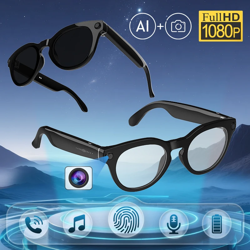 

KOIPSSE Intelligent AI Translation Glasses Photography Glasses HD Resolution Noise Reduction Touch Control Operation