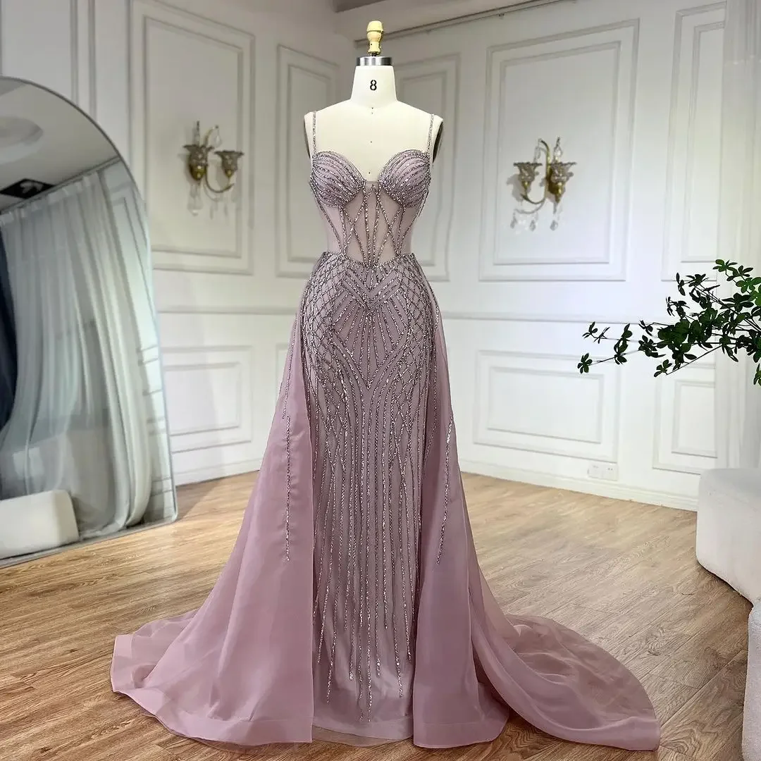 SERENE HILL مخصص 2025 الوردي السباغيتي حزام حورية البحر Overskirt الفاخرة مطرز فساتين السهرة ثوب حفل زفاف GLA72451