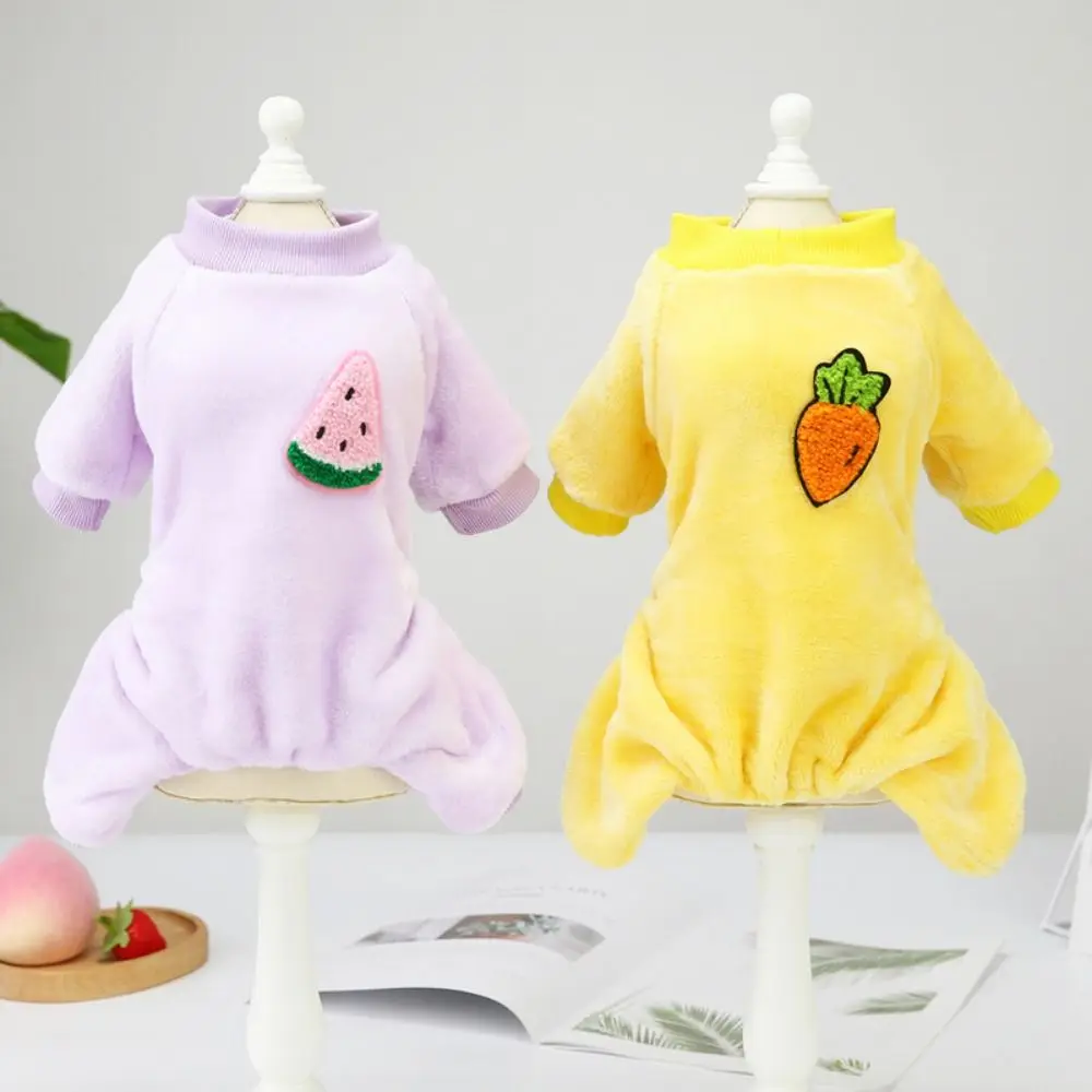 Fruit Printed Dogs Pajamas Warm Comfortable Winter Dog Clothes Fleece Dog Bodysuit Clothing Puppy Clothing Coat Indoor