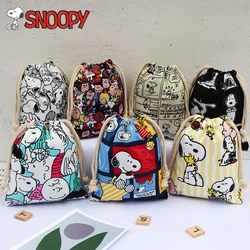 Snoopy High Quality Natural Linen Storage Drawstring Bags Package Small Pouch Home Organize Cotton Sacks Christmas Gift