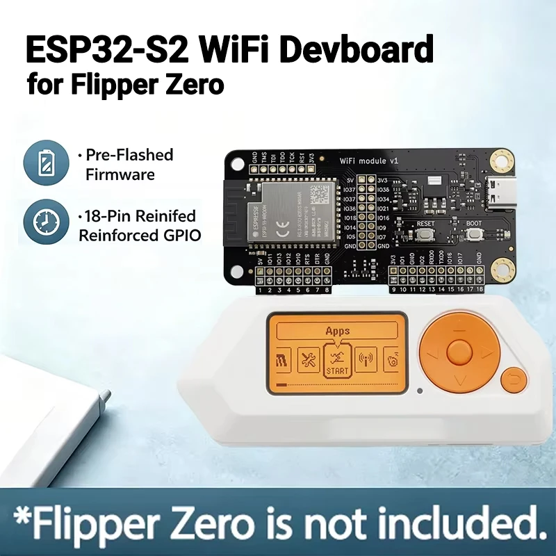 Wi-Fi Devboard for Flipper Zero, ESP32-S2, Preloaded Firmware, ENIG Black PCB, USB-C, PINGEQUA Black