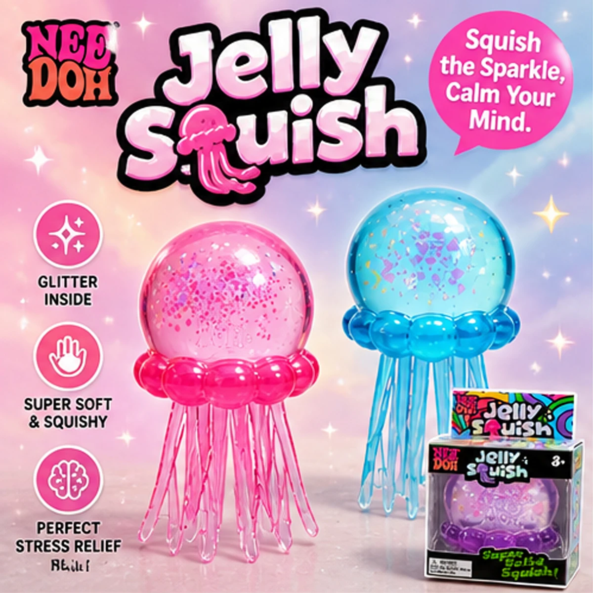 2026 hot Cute Nee Doh Jelly Hops Octopus Fidget Toy, Waterproof Water Play Sensory Toy, Great Gift for Boys and Girls