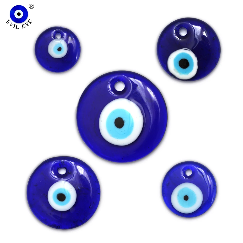 EVIL EYE Glass Blue Turkish Evil Eye Pendant 3cm 4cm Round Necklace Pendent for Jewelry Making pendentif homme תכשיטים colgante