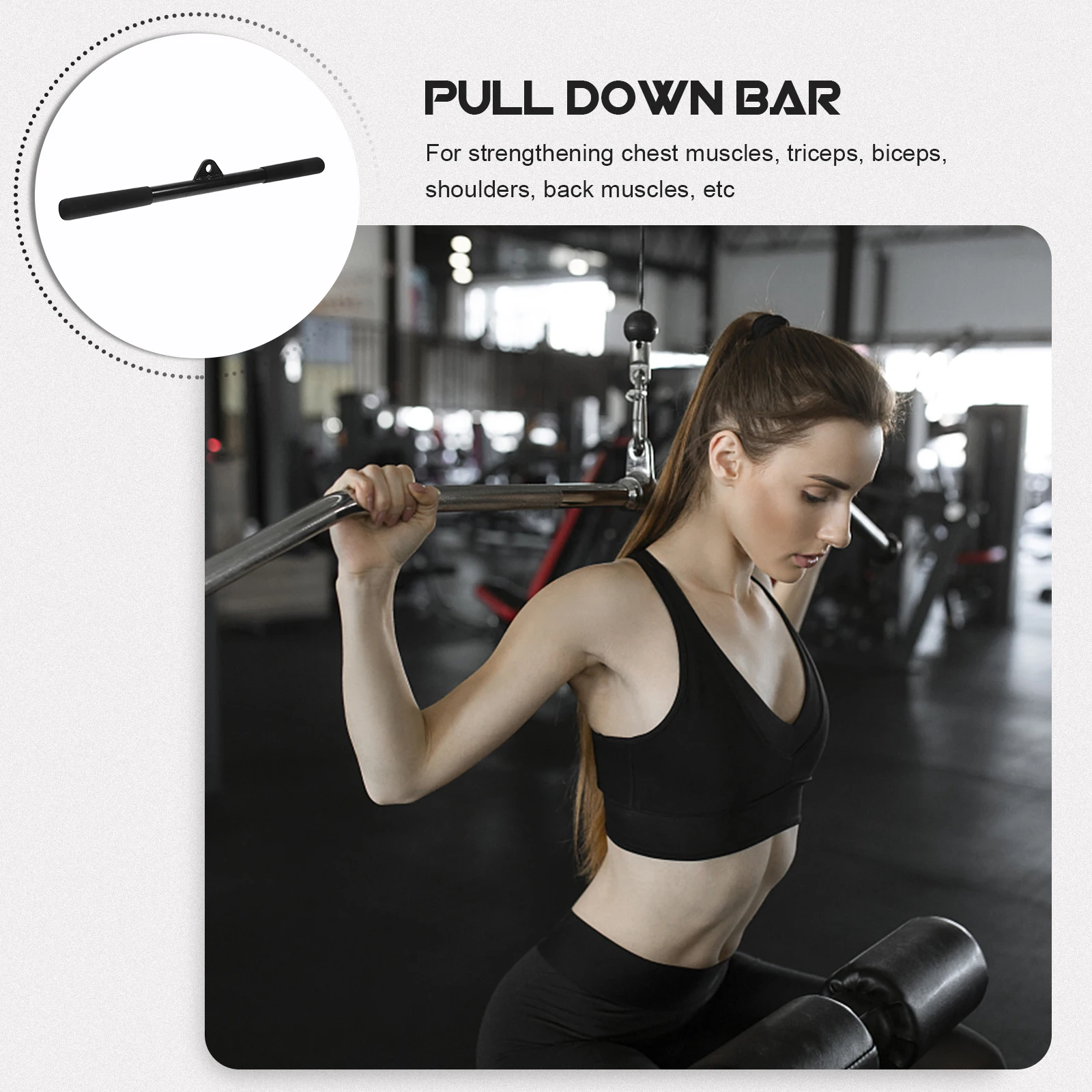

1Pcs Pull Down Steel Durable Lat Pulldown Body Training Bar Home Gym Fitness Equipment Bicep Triceps Trainer Cable