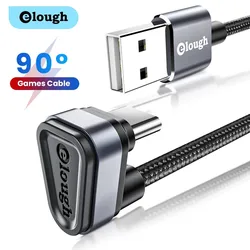Elough USB Type C Cable Fast Charging USB C Cable For Xiaomi Samsung Mobile phone 90 Degree Elbow Type C Game Cable Data Cord