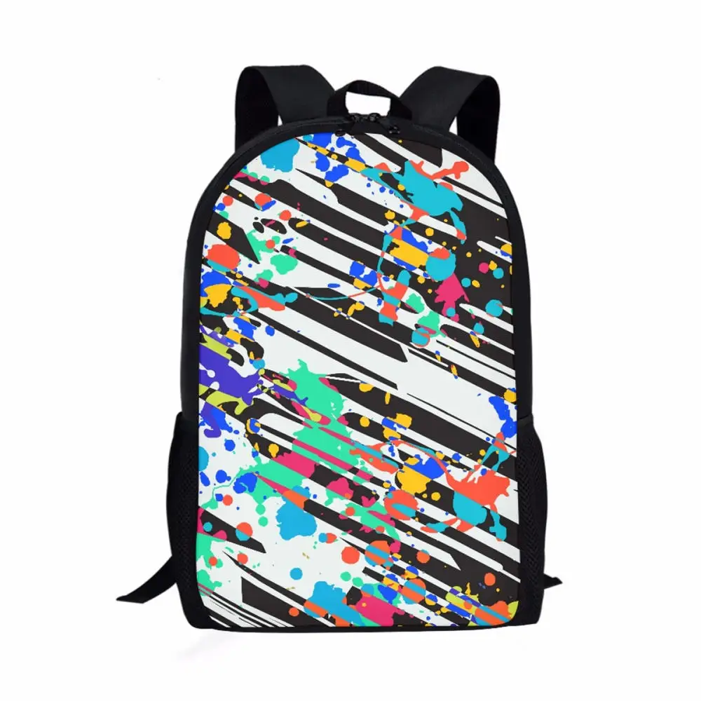 Grande capacidade abstrata arte graffiti impressão mochila, saco de escola multifuncional para meninos e meninas, saco de viagem para adolescentes, 16"