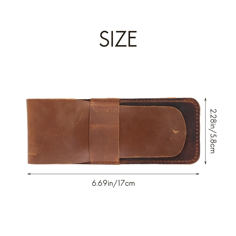 Handmade Leather Pencil Storage Bag Cowhide Fountain Pen Case Holder Vintage Retro Accessories For Travel Journal