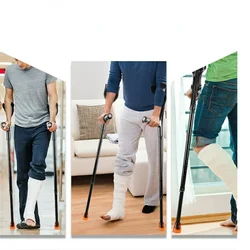 Ergonomic Elbow Crutches, Post-Injury Aid, Comfortable Walking Stick, Foldable Four-Legged Design, Shock Absorbing Support Cane