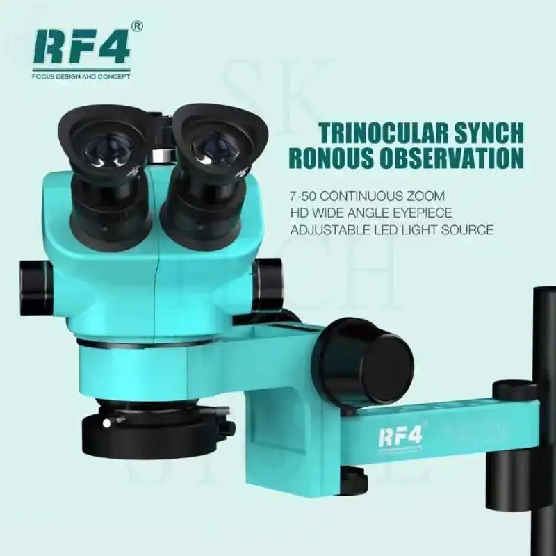 RF4 RF7050PRO F019 التكبير المستمر 7X إلى 50X WF10X/22M 360 درجة دوران مجهر ثلاثي العينيات