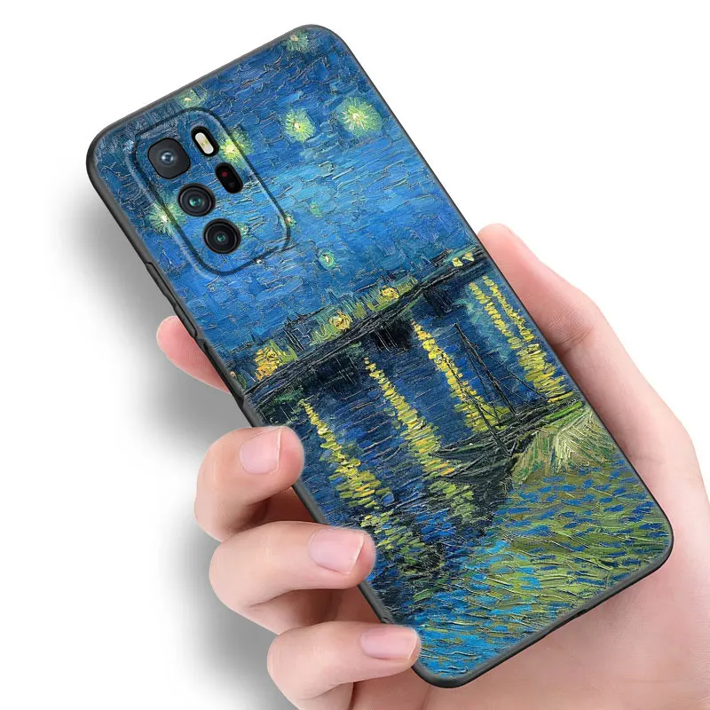 Starry Night Art Van Gogh Black Silicone Phone Case For Xiaomi Redmi Note 9 10 11 11S 11T 12 13 Pro 5G Plus 9S 10S 12S