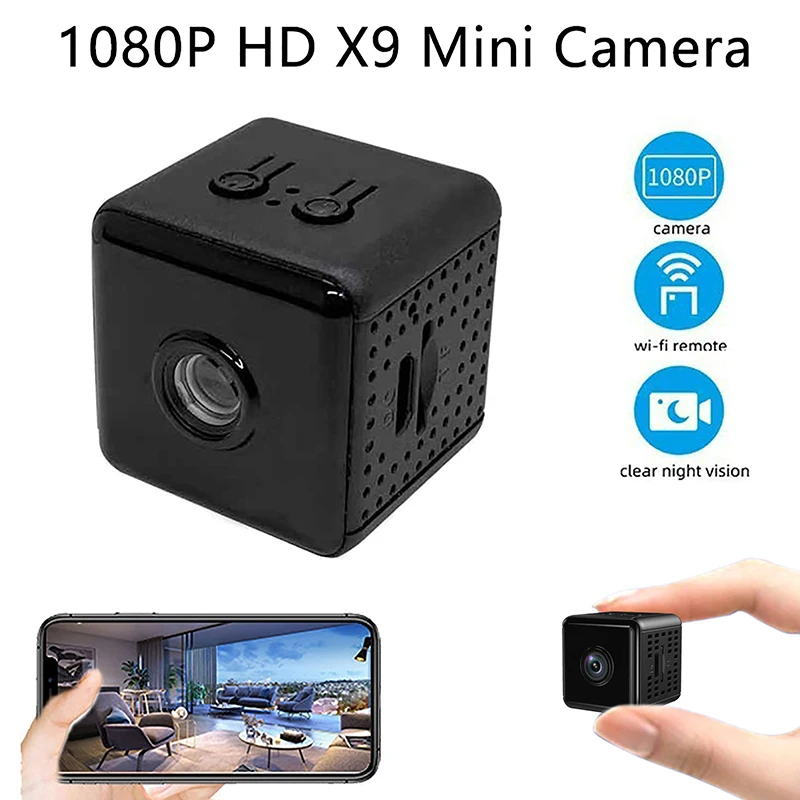 Mini Caméra X9 HD 1080P de 3cm avec Vision Nocturne, Dispositif de Sécurité Sans Fil, Wifi, Détection de Mouvement, Alertes Extérieures