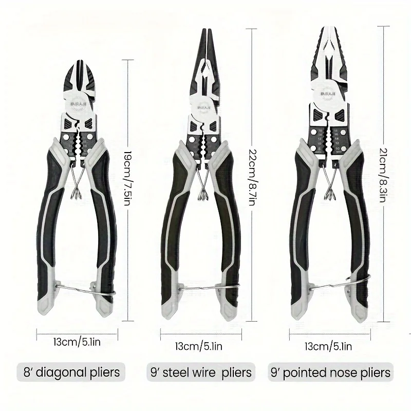 Steel Wire Pliers, Multifunctional Industrial Grade Pointed Nose Pliers, Diagonal Pliers, Cable Pliers, Electrical Pliers