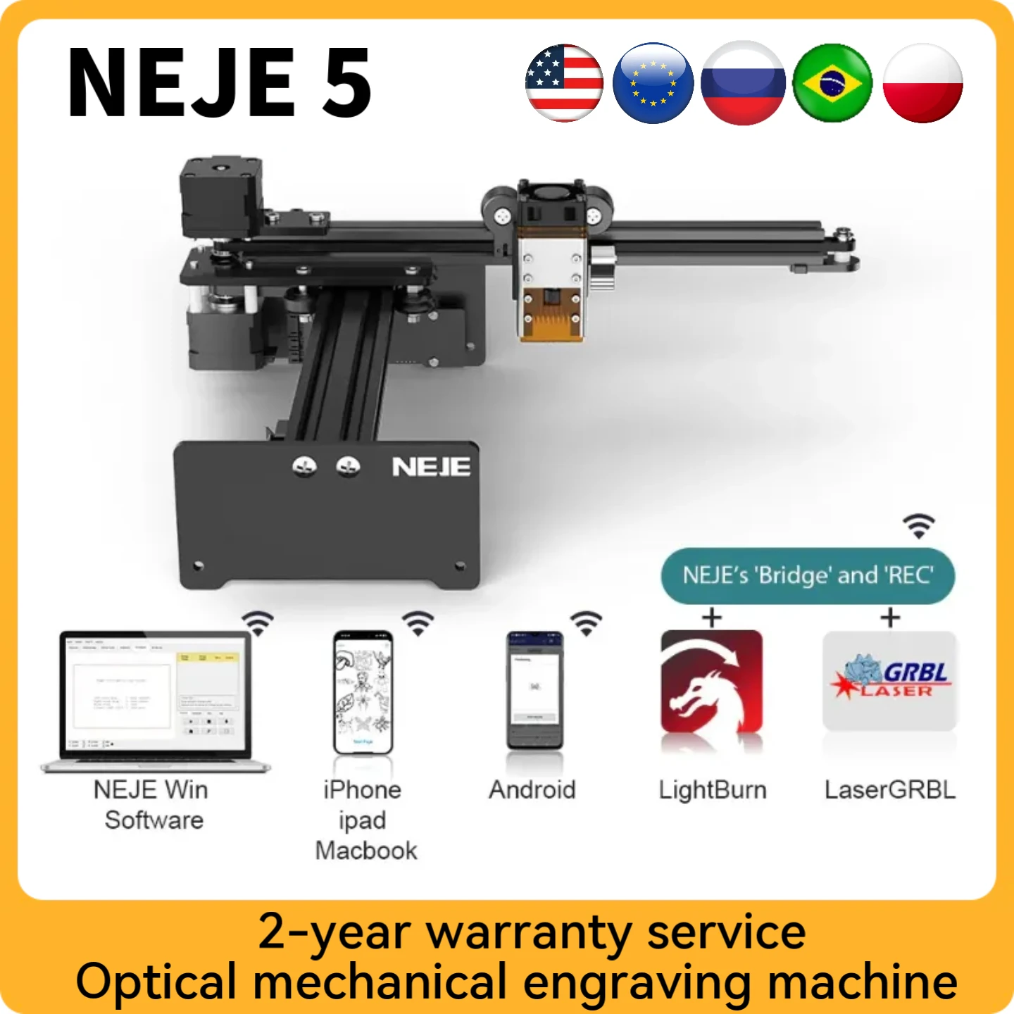 7W/12W Wood Cutting Machine NEJE 5 A40640/E40/E30/A40630 High Precision CNC Portable Home Laser Engraving Machine, Fast Shipping