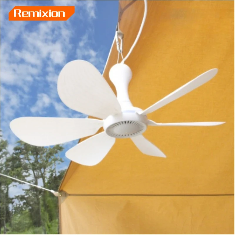 Silent 6 Leaves USB Powered Ceiling Canopy Fan with Remote Control Timing 4 Speed Hanging Fan for Camping Bed Dormitory Tent New