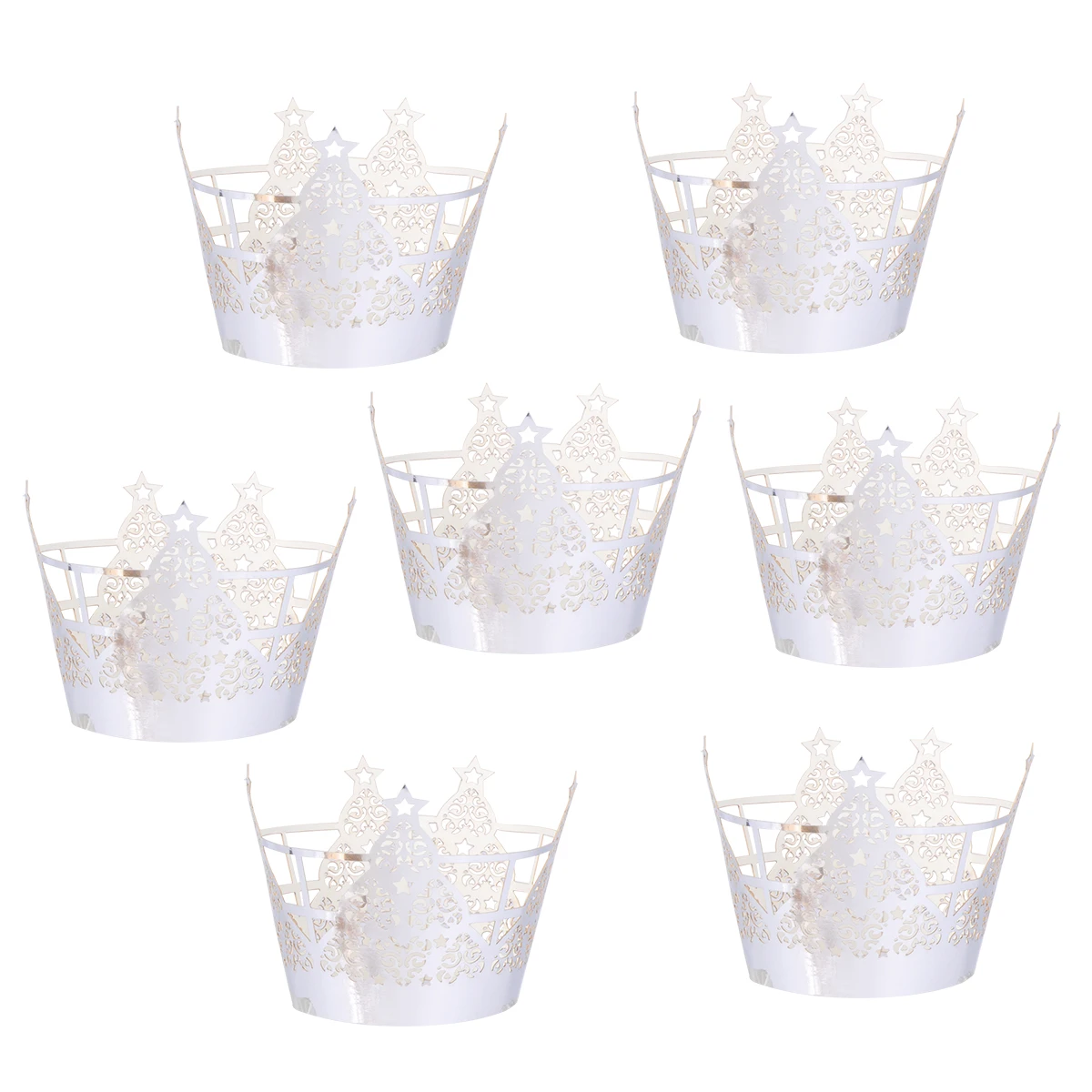 

50pcs Cake Cups Christmas Tree Muffin Wrappers Silver Cupcake Wrappers Muffin Cupcake Cups Baking Party Decorations