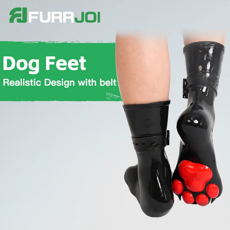 Furrjoi Silicone Furry Dog Feet with Lock Round Comic Toes Color Custom Available Cosplay Costumes with Belt Boots