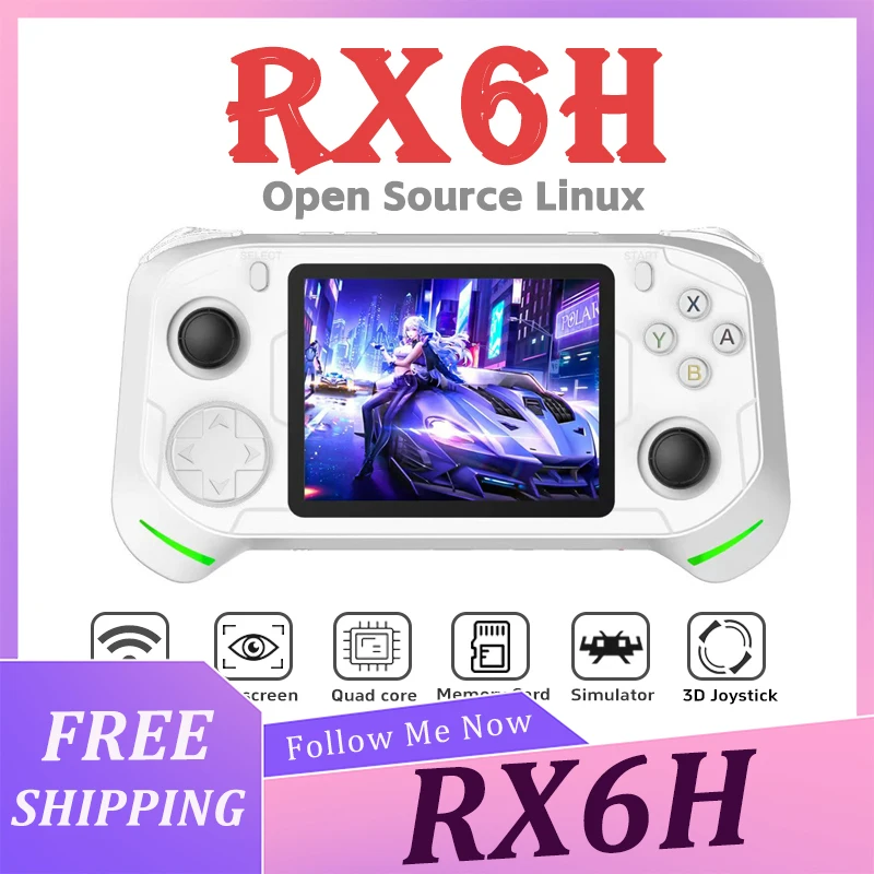 RX6H Open Source Retro Handheld Video Game Console Linux System 3.5 Inch IPS Screen Dual Joystick Portable Pocket Video Player