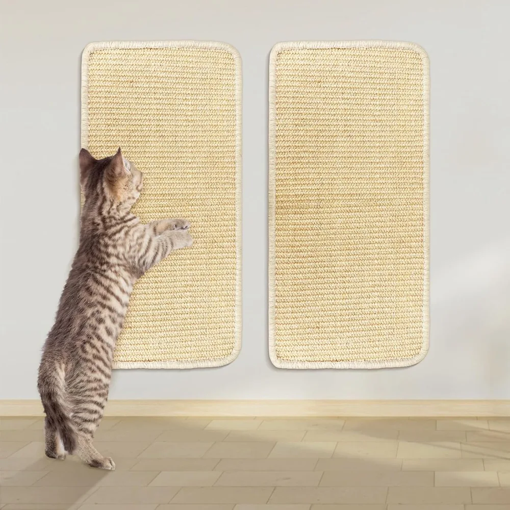 2-piece Set of Cat Scratch Board Pet Mat Supplies 50 X 30 Cm Scratch Resistant, Sisal Mat Wear-resistant, Debris Free Carpet