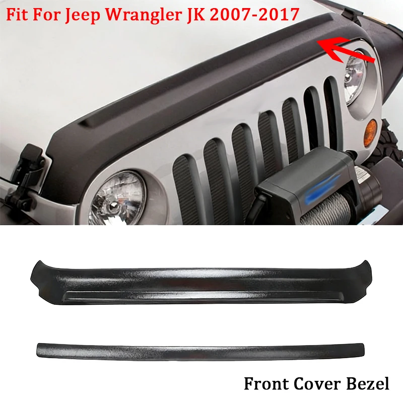 

Car Front Cover Bezel,Hood Stone Guard, Hood Air Bug Shield Deflector , Car Exterior Accessories,For Jeep Wrangler JK 2007-2017