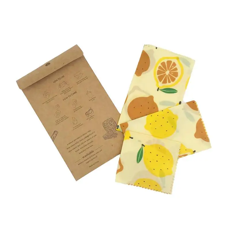 Reusable Beeswax Wrap Food Wraps Kit For Packing 3Pcs Sustainable Zero Waste Food Storing Packing Bag Suitable For Sandwich