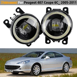 2 X Car Angel Eye LED Lens Fog Light DRL Daytime Running Lamp H11 For Peugeot 407 Coupe 6C_ 2005 2006 2007 2008 2009 2010 2011