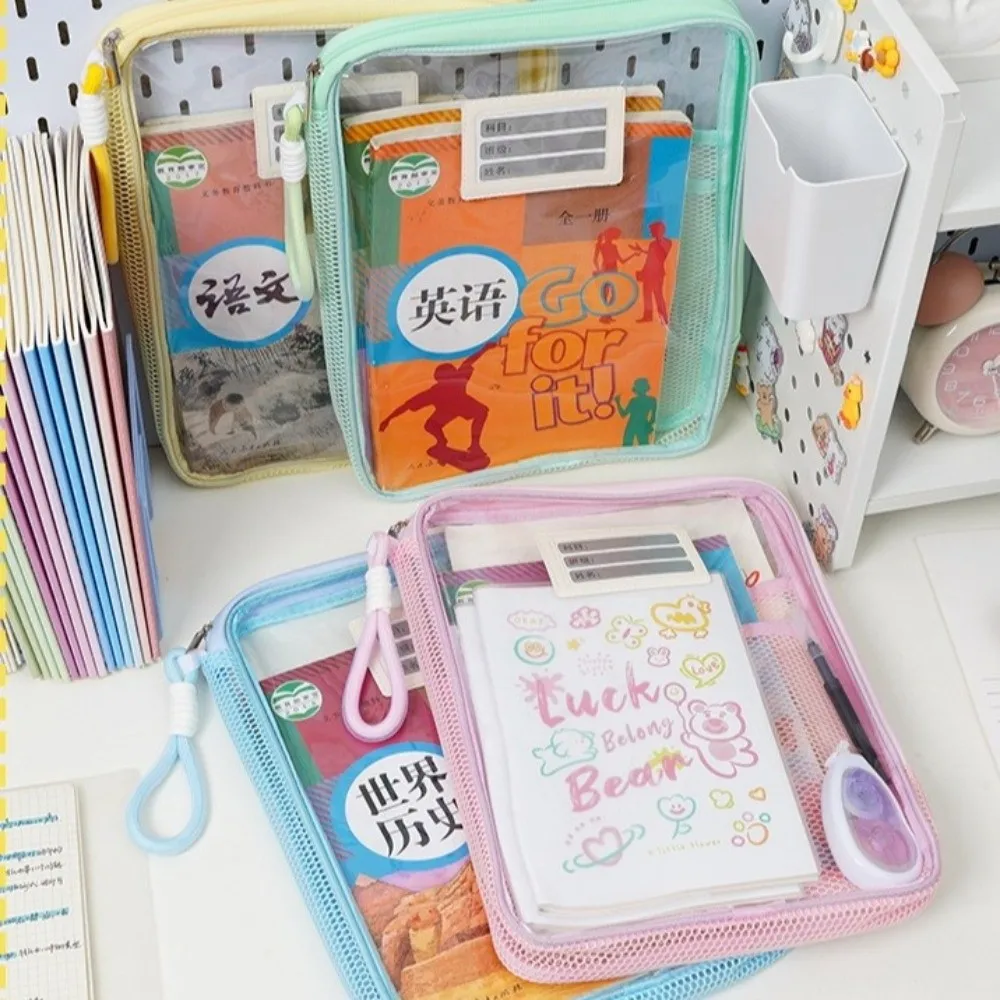 Transparante Rits Bestandstas Handvat Grote Capaciteit Organizer Tas Snoep Kleur Multifunctionele Bestandsmap Zakken