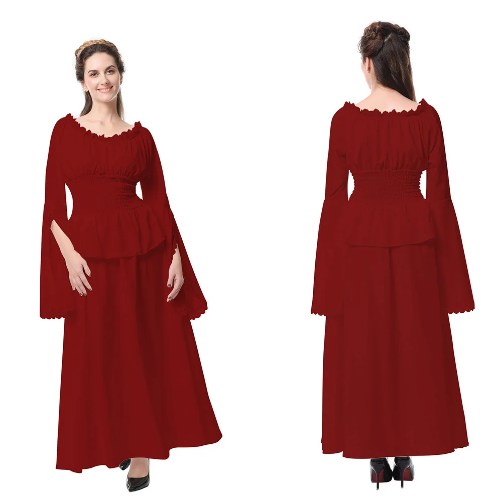 Disfraz de Cosplay Medieval renacentista Vintage Victoria, vestido Medieval de Halloween, ropa renacentista de manga larga para mujer