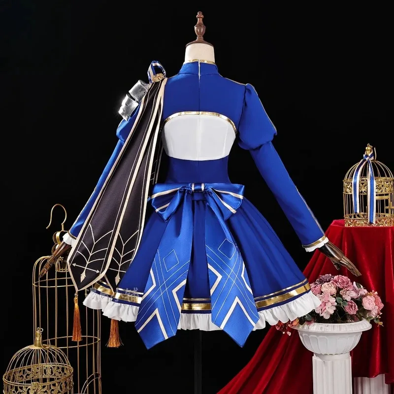 2025 22 هونكاي ستار السكك الحديدية X FGO صابر تأثيري حلي الأزرق تنورة علوية أغطية الرأس القوس مجموعة النساء الفتيات الرجال اتفاقية حفلة كوميدية Outf