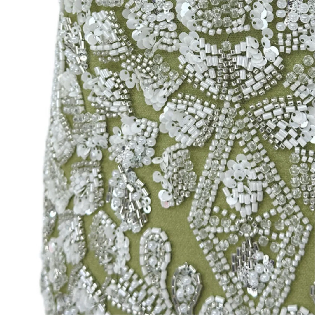 Olive Green European Floral Embroidery Lace Fabric Couture Beaded Sequin French Tulle Mesh Nigerian Wedding Bridal Dress Textile