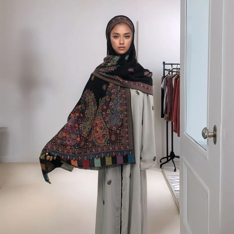 

Ethnic Style Long Scarf Shawl Scarf Tassel Headscarf Scarf Women Retro Fashion Bohemian Style Scarf