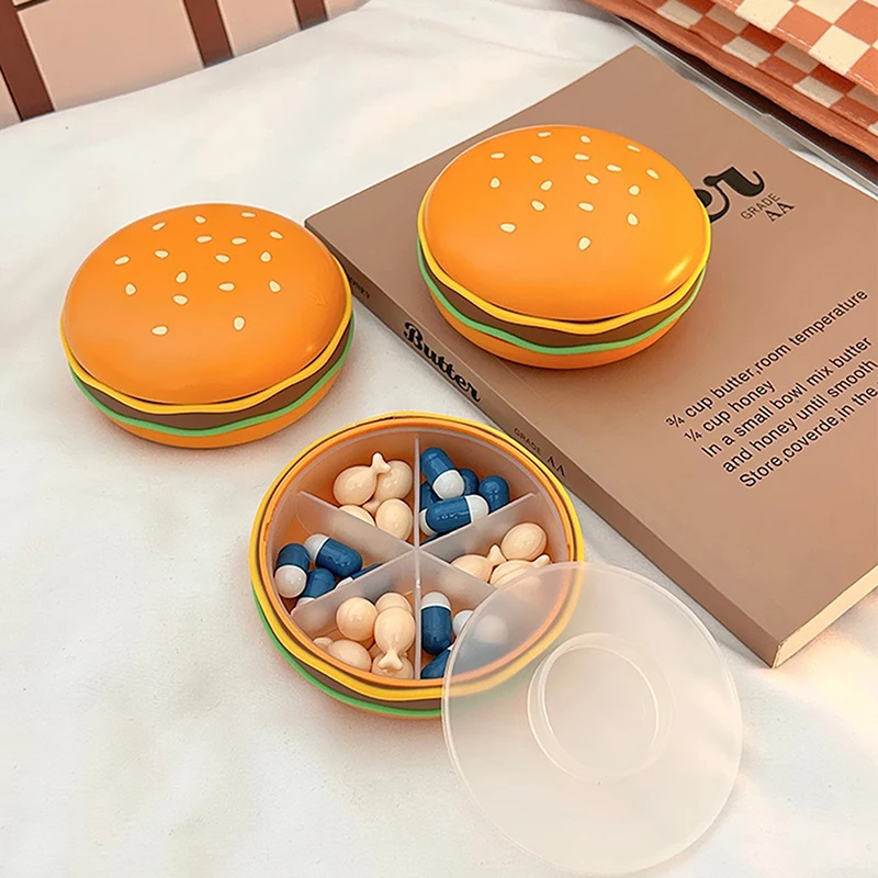 2/3/6 Grid Hamburger Pill Box Portable Medicine Dispensing Box Three Meals A Day Seven Days A Week Mini Sealed Storage