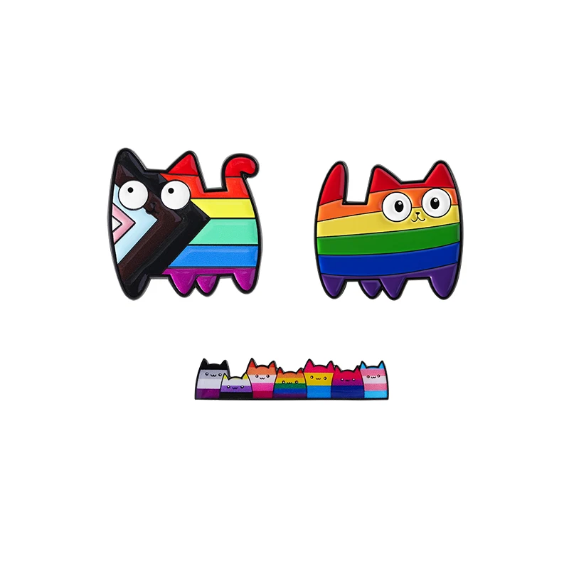 

LGBT Pride Rainbow Cat Badge Enamel Pins Cartoon Kitten Pet Kitty Metal Brooches Clothes Lapel Badges Jewelry Gifts for Friends