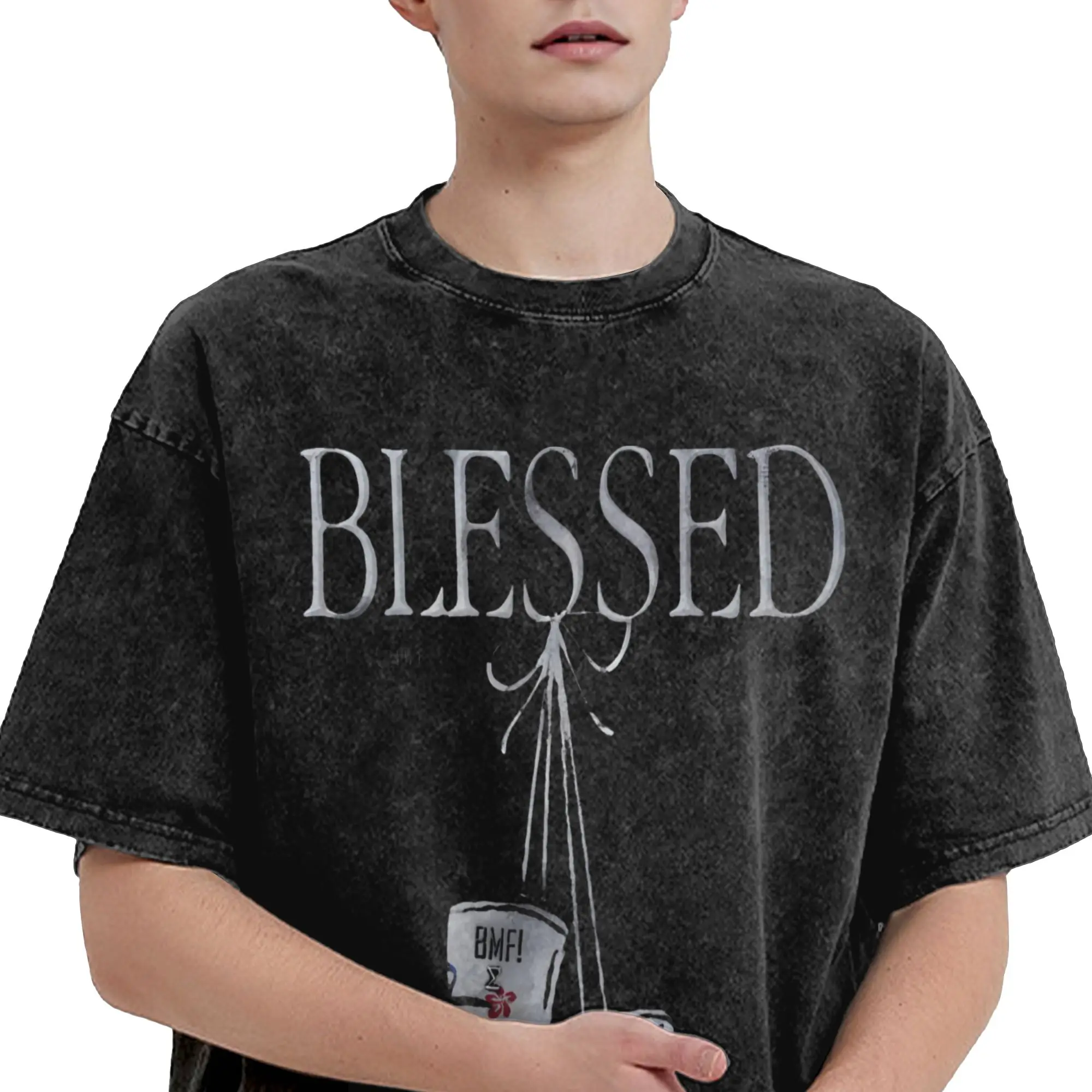 Maxs Blesseds Holloways Washed T Shirt Streetwear Hip Hop Novelty T-Shirt  Tees Men Women Short Sleeve Oversize