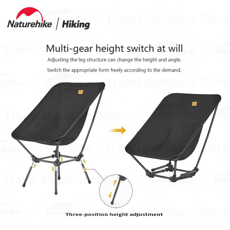 Naturehike YL15 Folding Moon Chair 1.7kg Ultralight Portable 7075 Aluminum Alloy Fishing Chair Multi-position Polymorphic 1.74kg