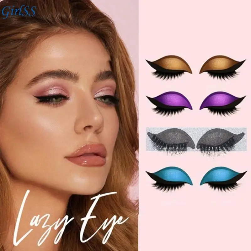 Reusable Eye Makeup Stickers 2/5Pairs of Colorful Eyeshadow and Lashes Tools False Lashes for Quick Application T4MB