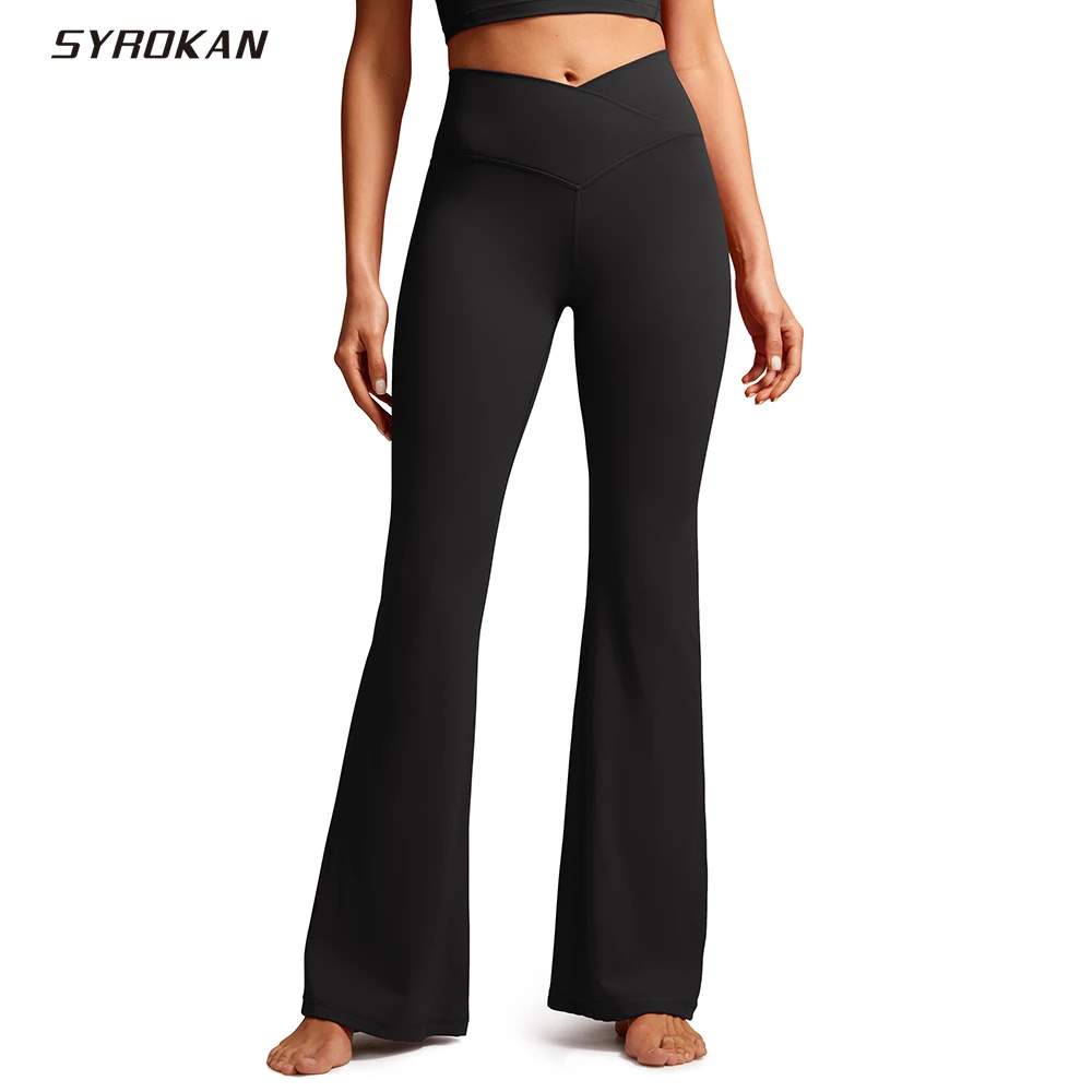 

SYROKAN Butterluxe Crossover Flare Leggings for Women 31" High Waist V Cross Bootcut Bell Bottoms Tummy Control Yoga Pants