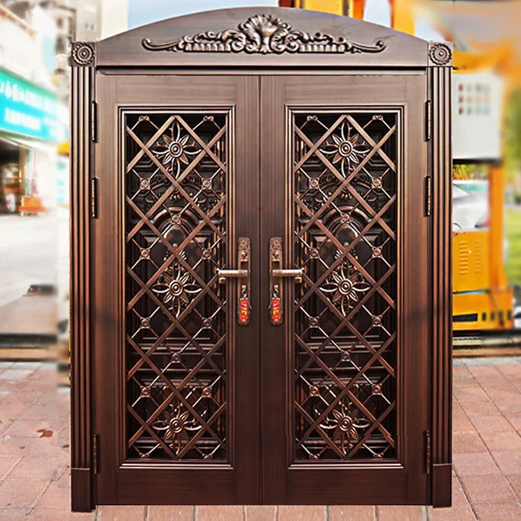 ประตูทางเข้ากันขโมยสองชั้นสวีทประตูบ้านสีระบายอากาศวิลล่ากันยุง