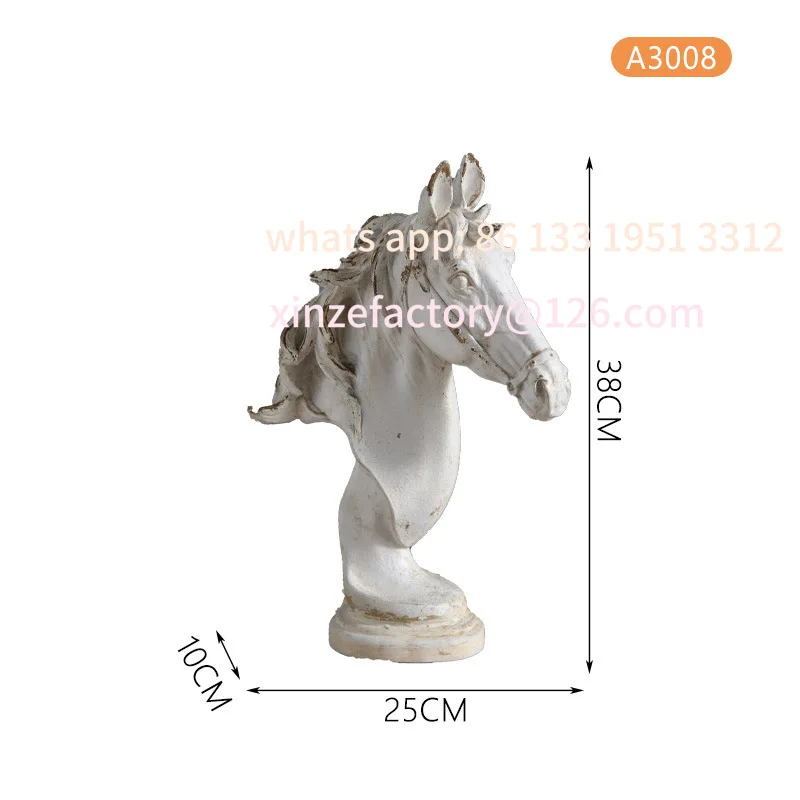 French retro creative entrance ornament horse head resin handicraft living room TV cabinet decoration