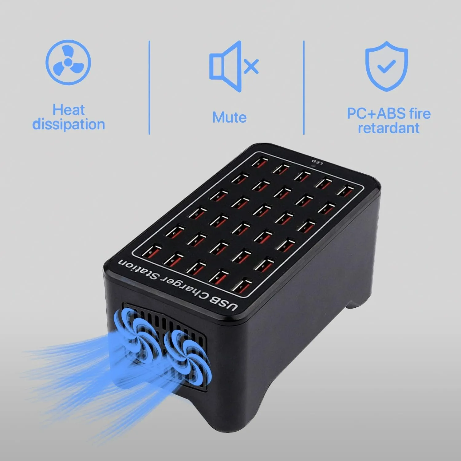 20/30 منفذ شاحن USB 100 واط/150 واط شاحن USB ذكي سطح المكتب محور شحن محطة شحن متعددة المنافذ لأجهزة سامسونج/آيفون/آي باد/التبويب