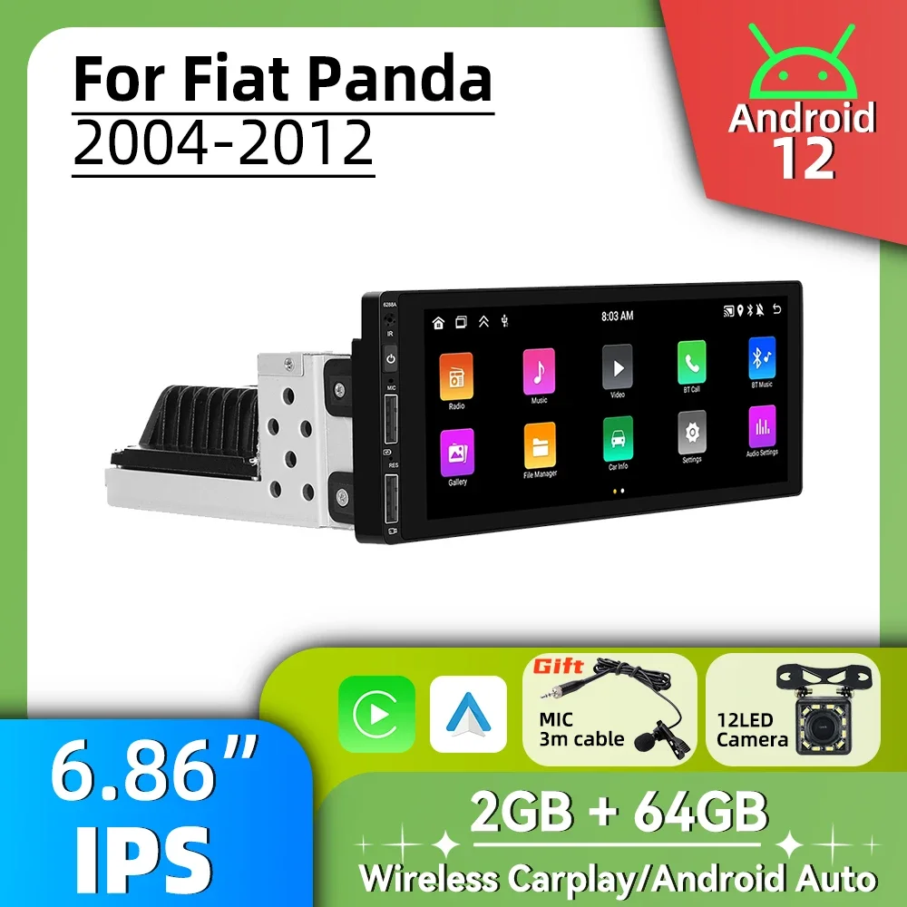 

Автомагнитола 1 Din, 6,86 дюйма, Android, GPS-навигация для Fiat Panda 2004-2012