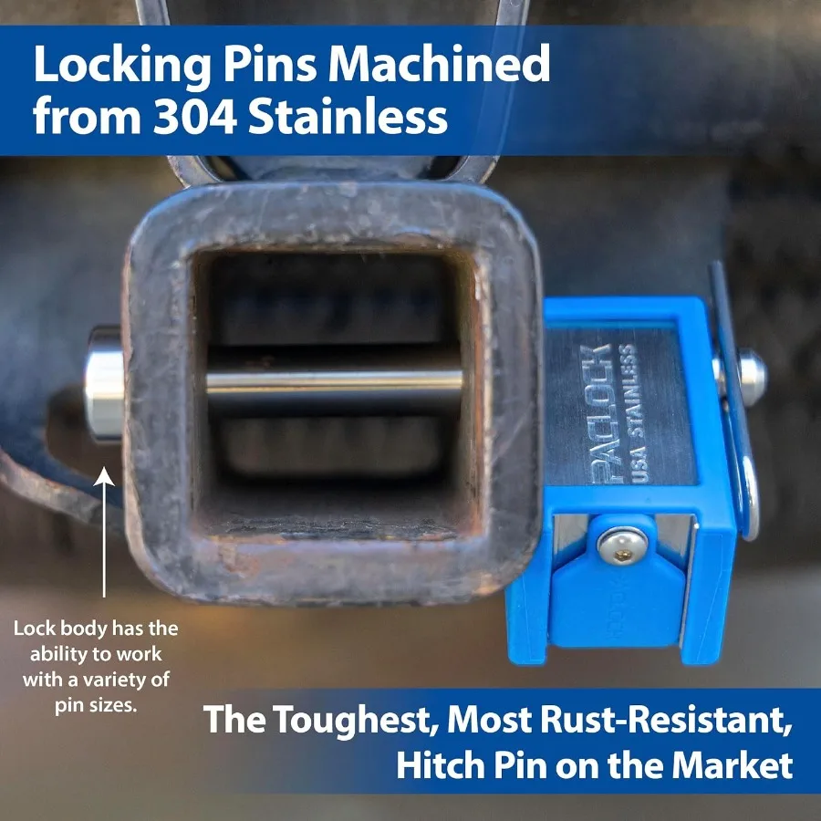 PACLOCK UCS-80A-250 قفل وصلة مقطورة من الألومنيوم المؤكسد الفضي مع 6 أسطوانة عالية الأمان تصميم تكبل مخفي للمركبة