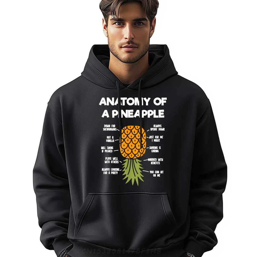 

Anatomy Of A Pineapple Swinger Men Retro Funny Graphic Hoodies Crew Neck Casual Pullover Printed Long Sleeve Sweatshirt